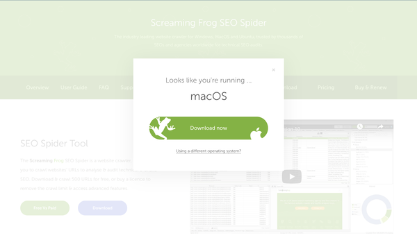 Bấm vào dowload để bắt đầu tải ScreamingFrog về máy