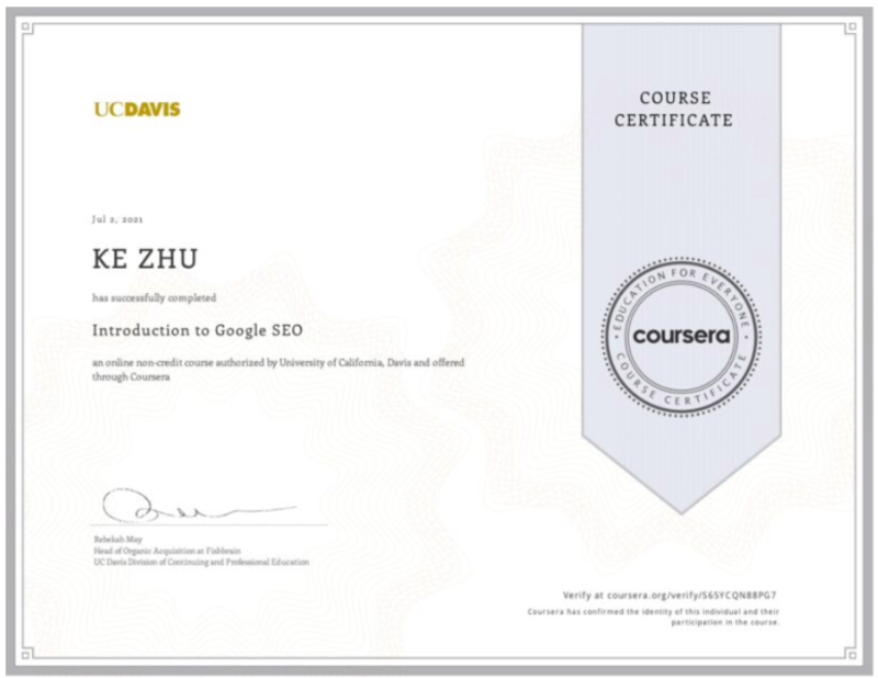 Introduction to Google SEO là một phần trong khóa học SEO của Coursera