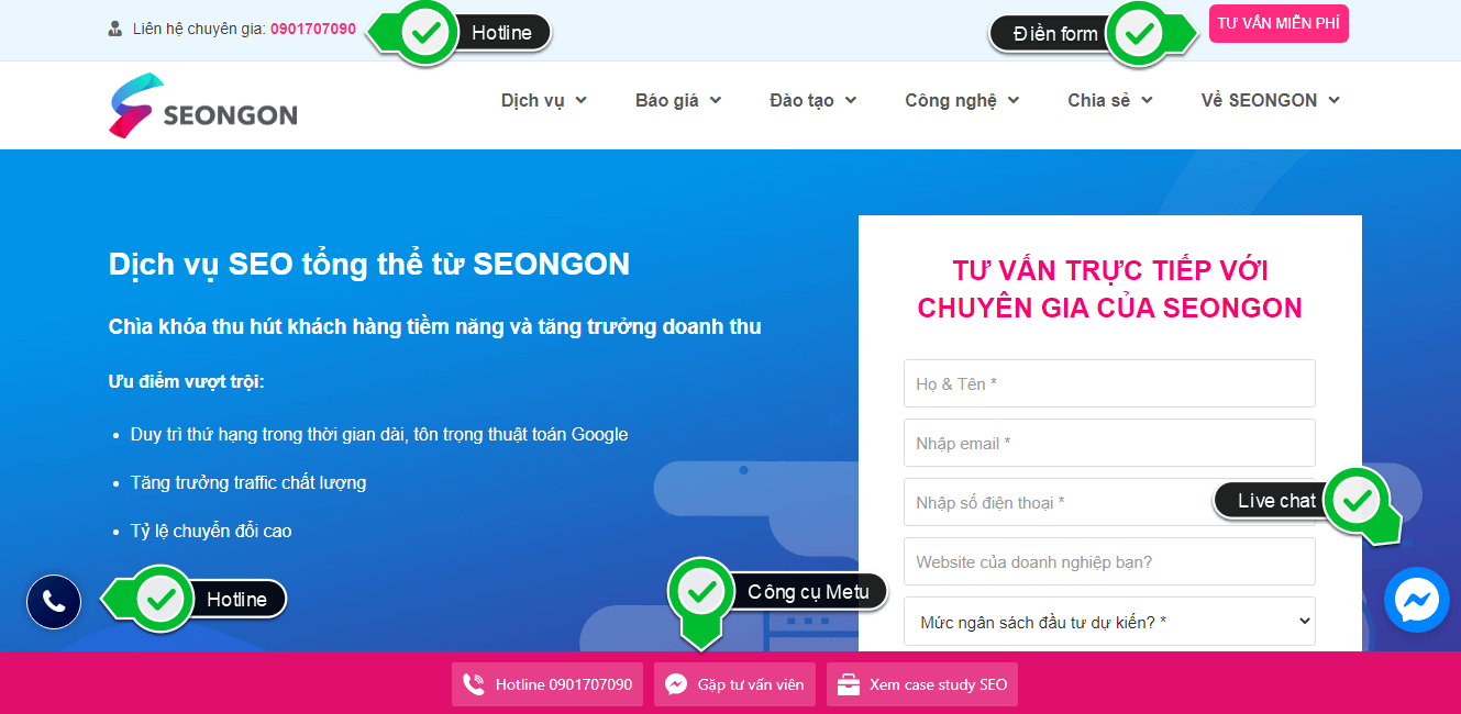 Tăng tính tương tác trên website của SEONGON