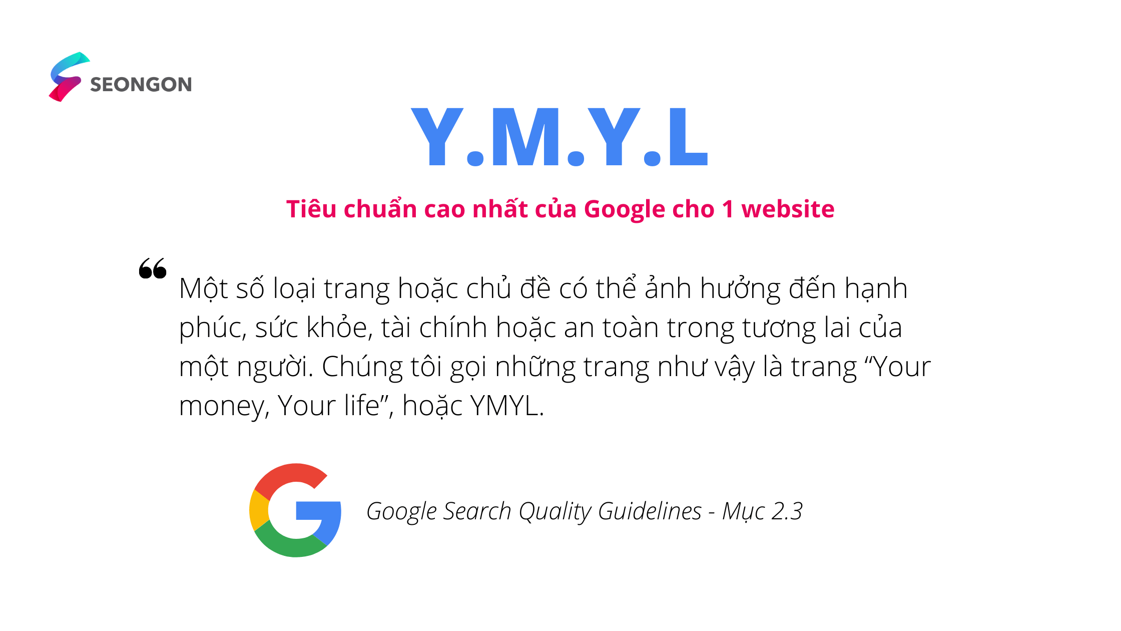 Định nghĩa website YMYL của Google