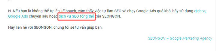 Anchor text chính xác