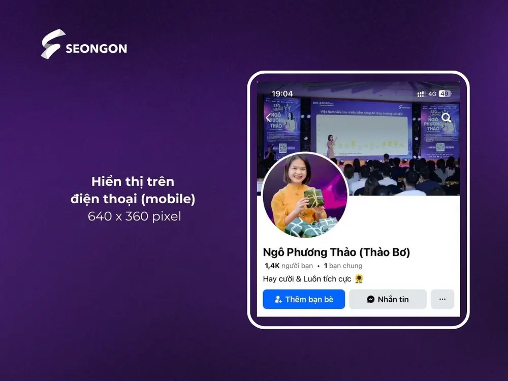 Ảnh bìa Facebook cá nhân hiển thị trên điện thoại (Mobile)