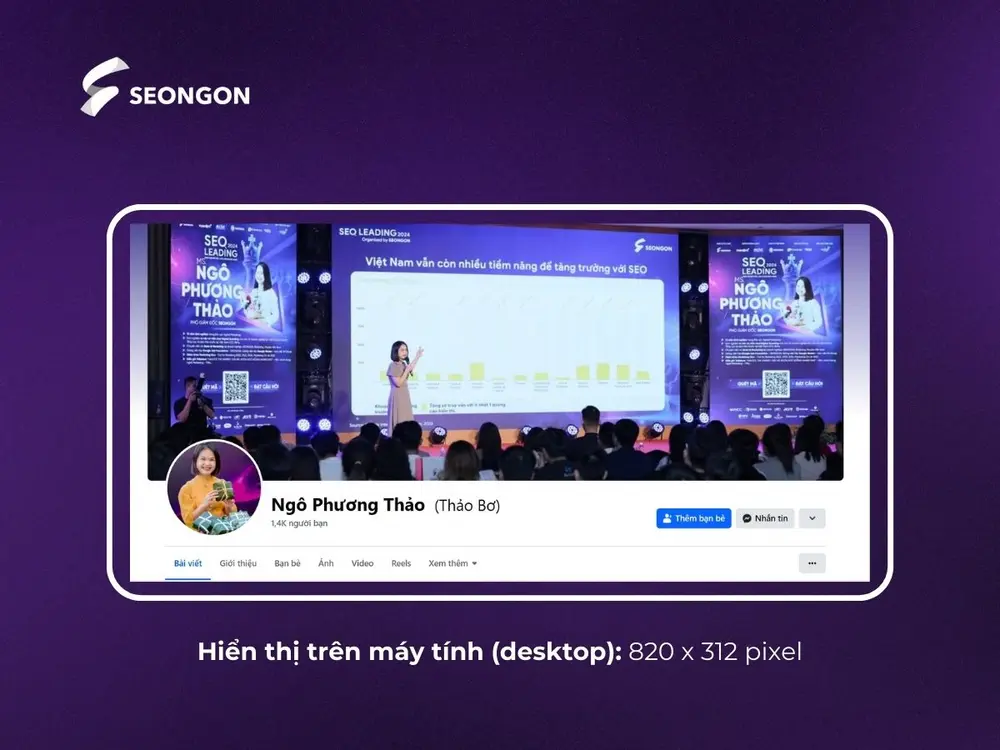 Ảnh bìa Facebook cá nhân hiển thị trên máy tính (desktop)
