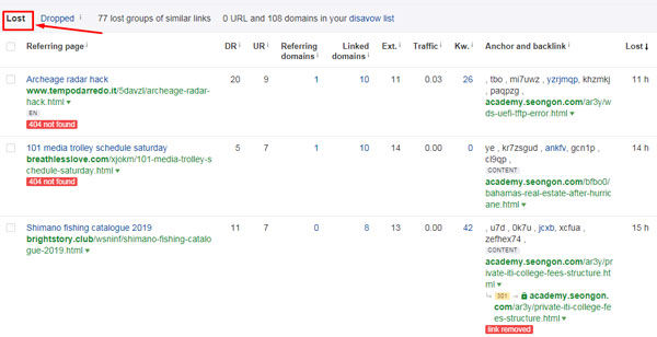 backlink lost