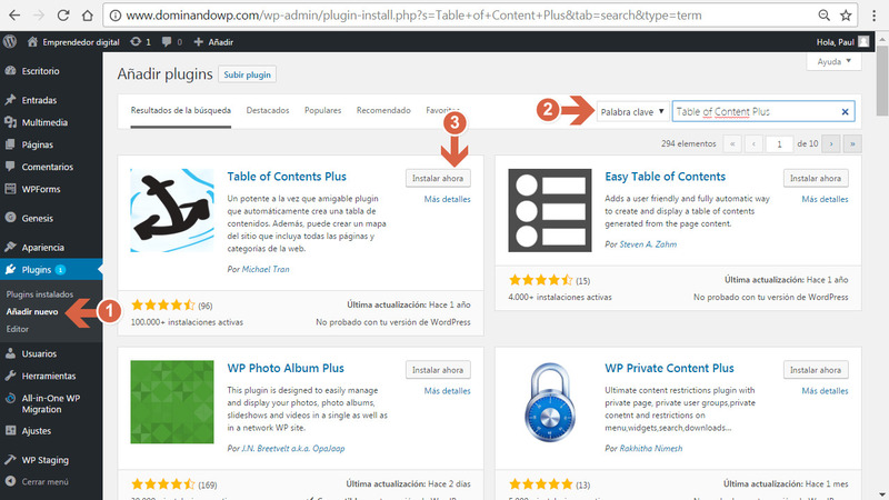 Cài đặt Plugin Table of Contents Plus sẽ giúp tạo mục lục tự động cho website WordPress