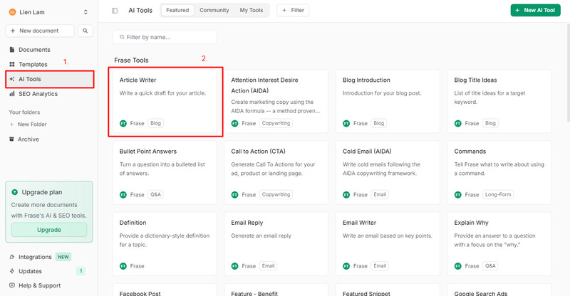 Chọn “AI Tools” -><figcaption id=