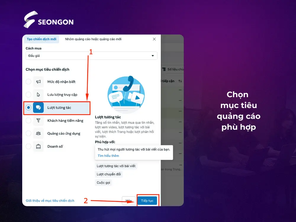 Chọn mục tiêu quảng cáo phù hợp