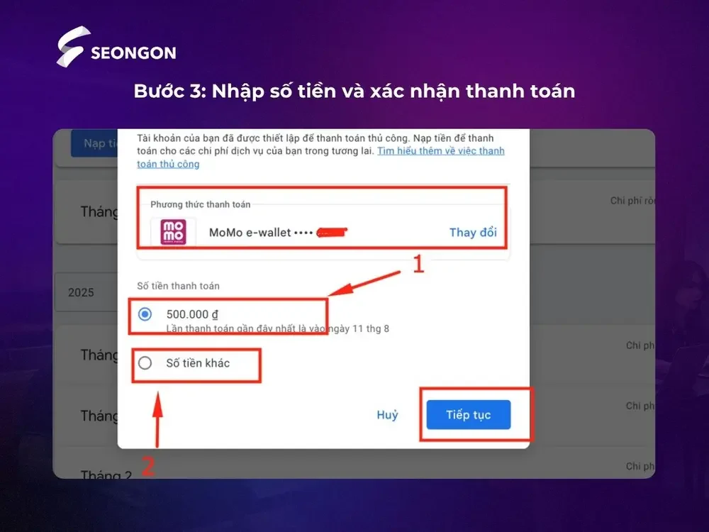 Chọn phương thức thanh toán