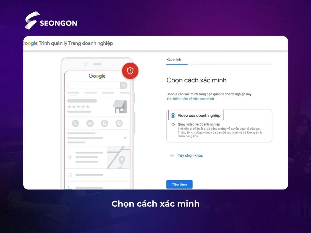 Chọn phương thức xác minh vị trí doanh nghiệp