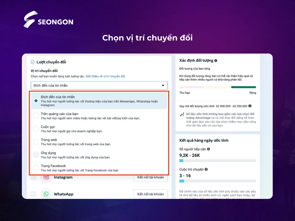 Chọn vị trí chuyển đổi