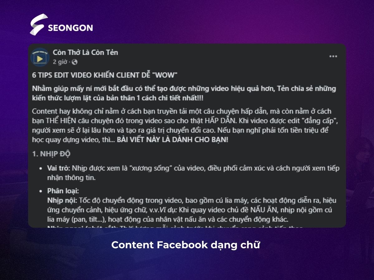 Content dạng chữ dài dùng để chia sẻ cảm xúc, kinh nghiệm, kỹ năng 