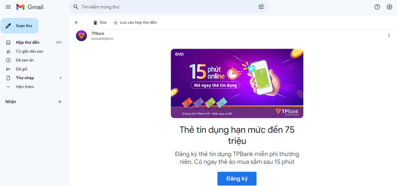 Hình ảnh minh họa cho Discovery Ads trên Gmail