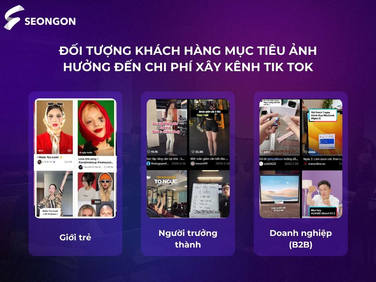 Đối tượng khách hàng mục tiêu khác nhau sẽ ảnh hưởng đến chi phí xây kênh Tik Tok