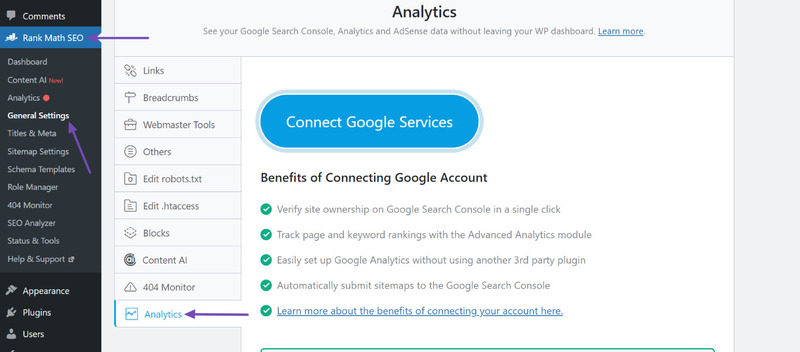 Kết nối Google Search Console với WordPress khi sử dụng Plugin Rank Math
