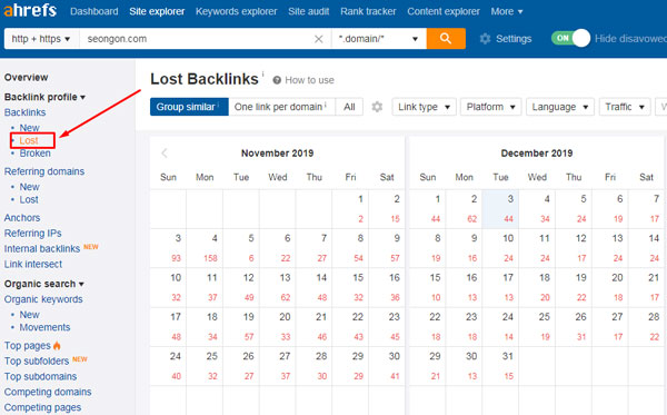 kiểm tra backlink bị mất