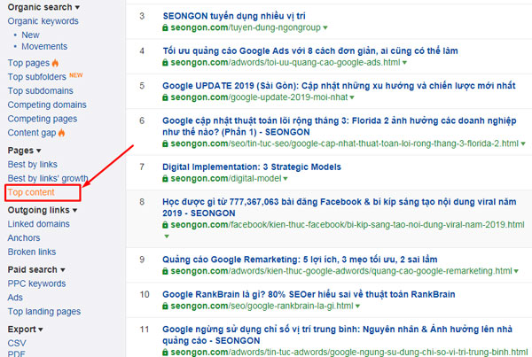 cách kiểm tra top page bằng ahrefs