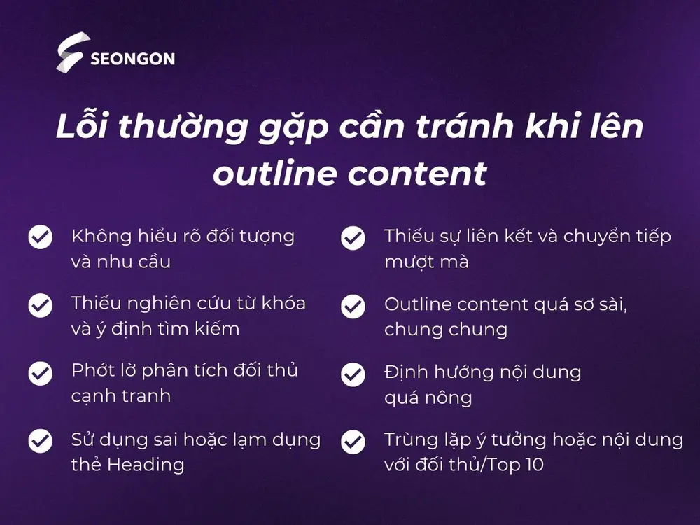 Lỗi thường gặp cần tránh khi lên outline content