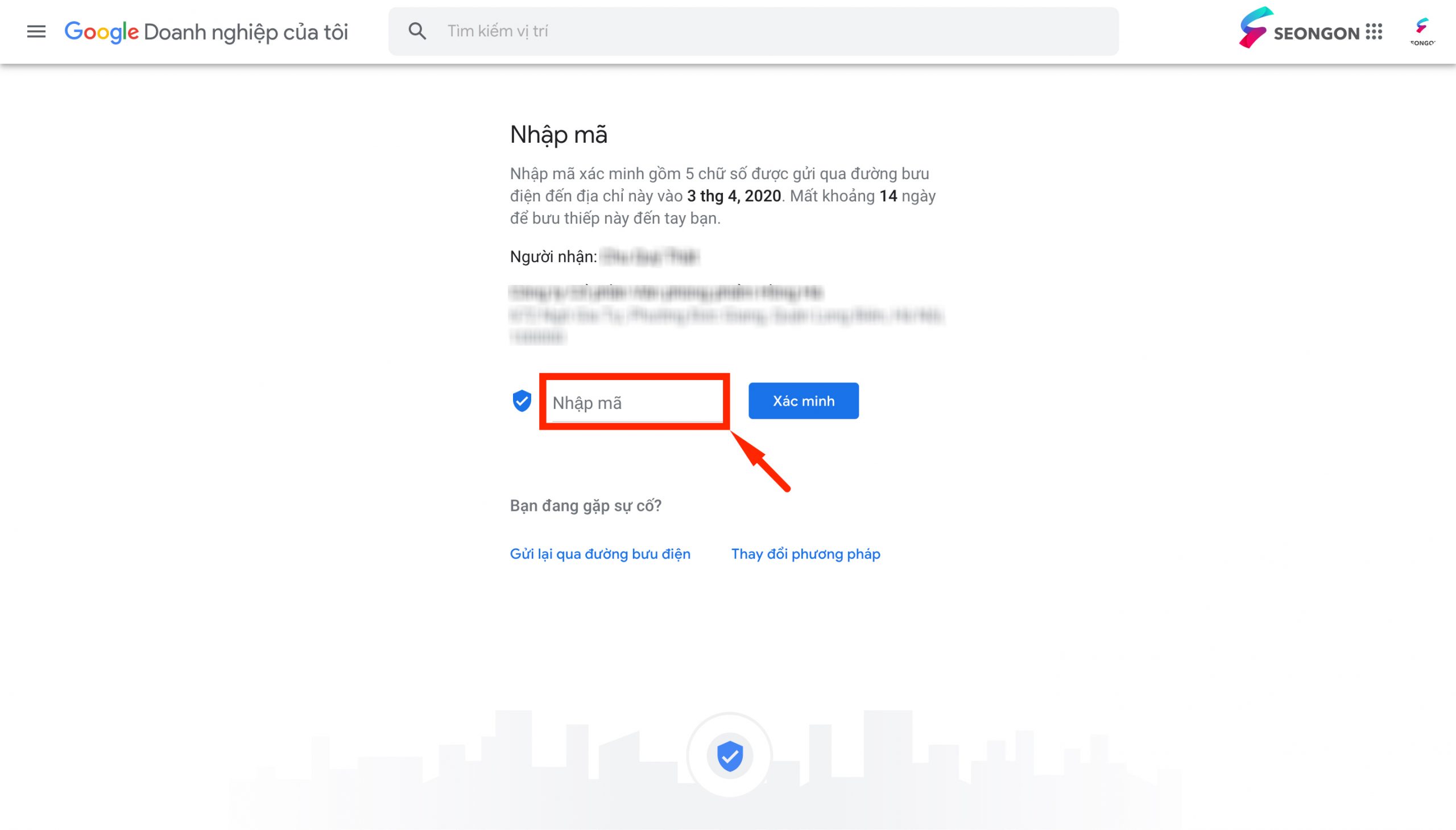 Nhập mã xác minh Google Maps bạn nhận được và bấm chọn 