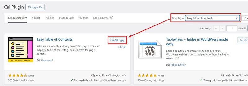 Plugin Easy Table of Contents giúp tạo mục lục cho website WordPress