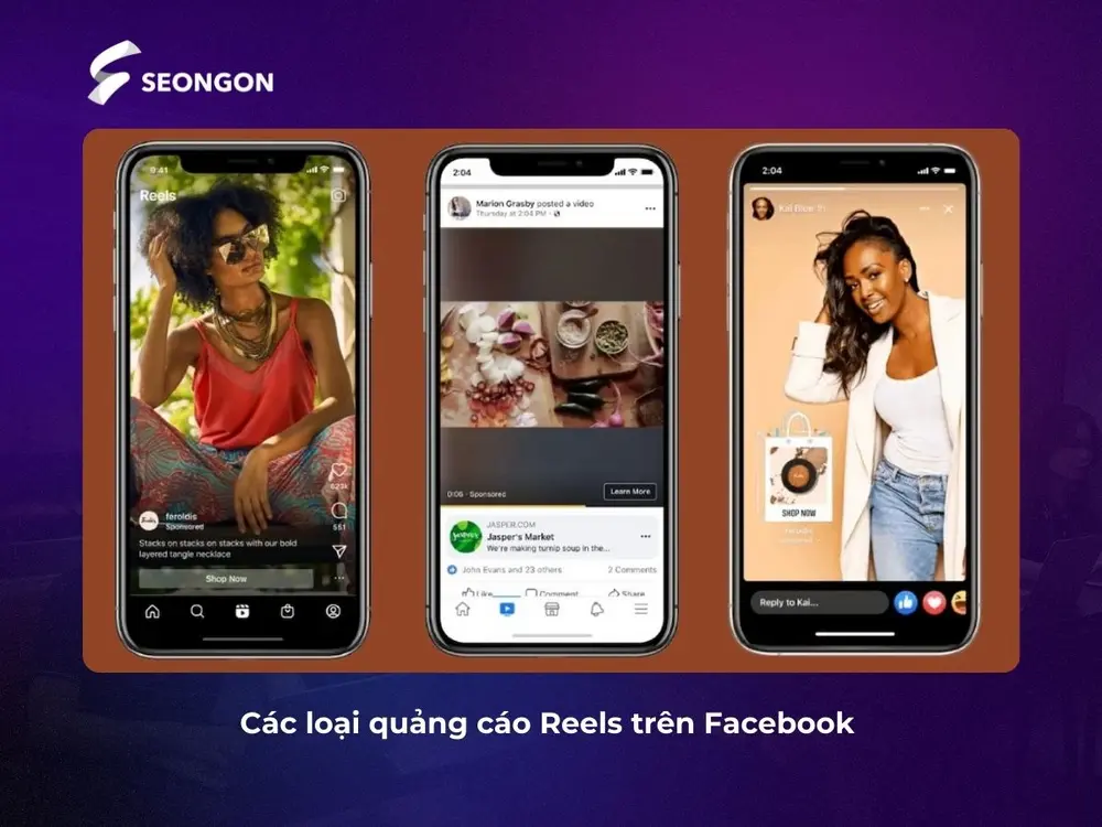 Quảng cáo Reels on Facebook được chia thành biểu ngữ phủ lớp và cuối vòng lặp