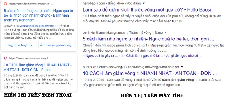 meta title ở điện thoại hiển thị dài hơn so với máy tính