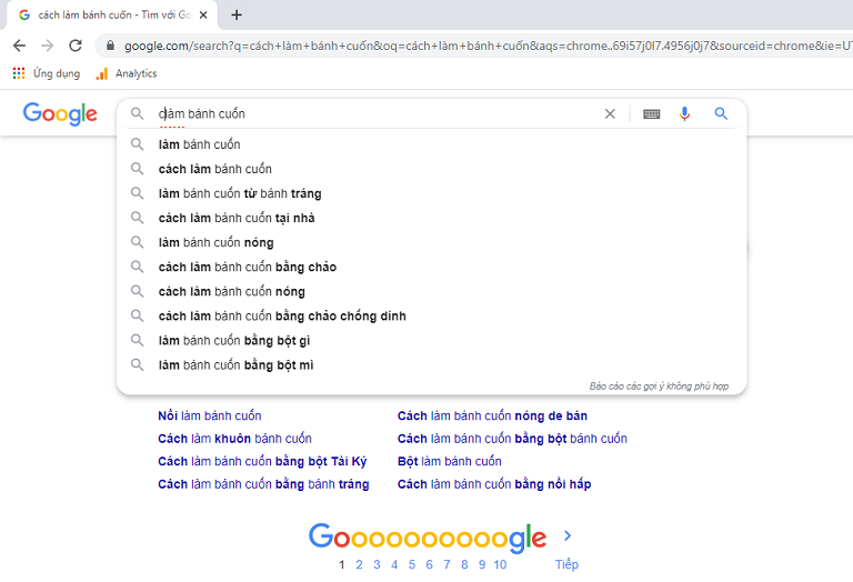 Sử dụng Google Search Suggest tìm từ khóa