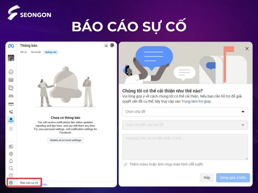 Tại báo cáo sự cố, bạn có thể góp ý cải thiện để công cụ hoàn thiện hơn