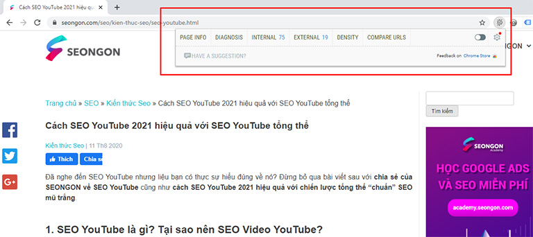 Thêm SEOquake vào Chrome