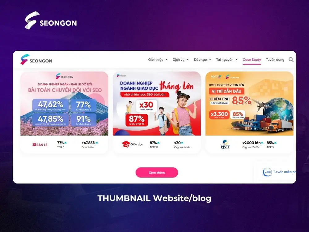 Thumbnail trên website hoặc blog.