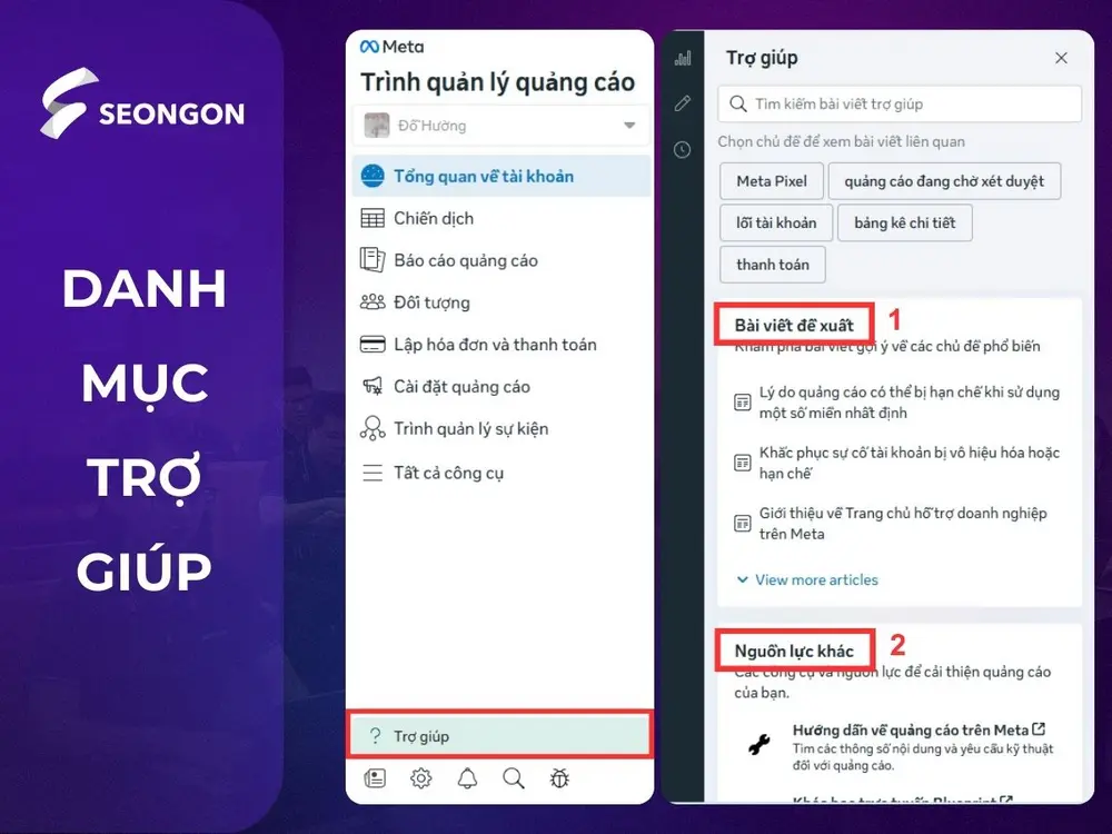 Trợ giúp sẽ giải quyết mọi vấn đề về quảng cáo mà bạn đang gặp phải