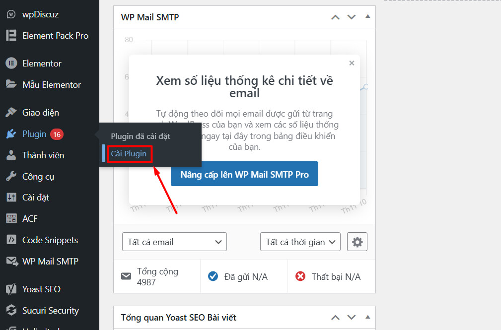 Truy cập vào phần Cài Plugin của WordPress để cài đặt công cụ 