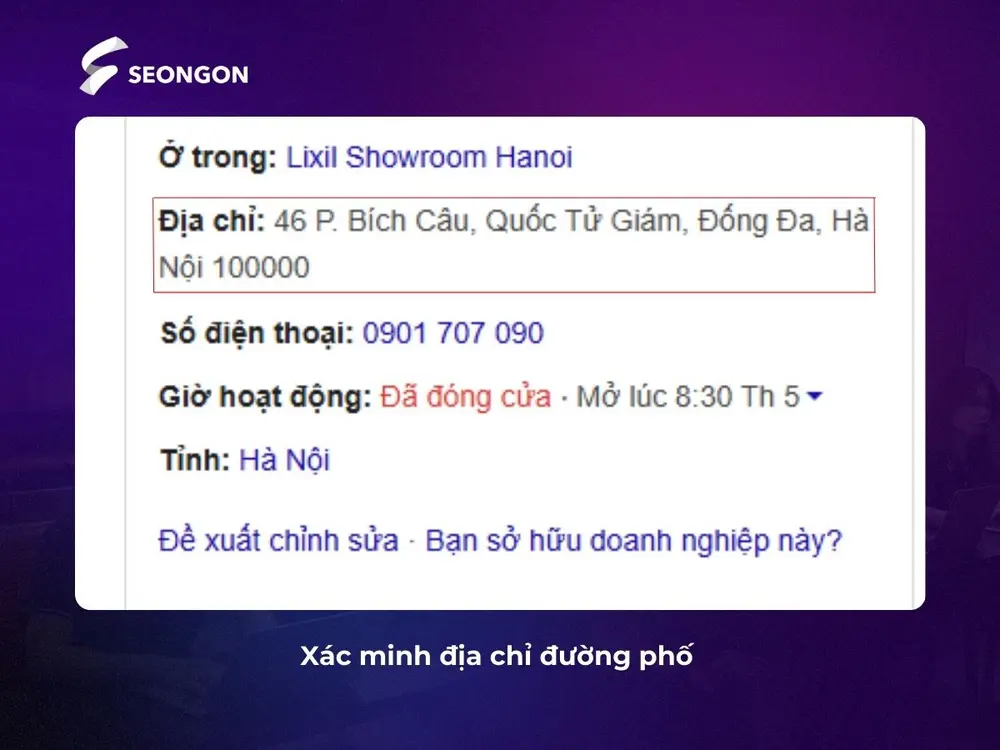 Xác minh địa chỉ để được Google công nhận