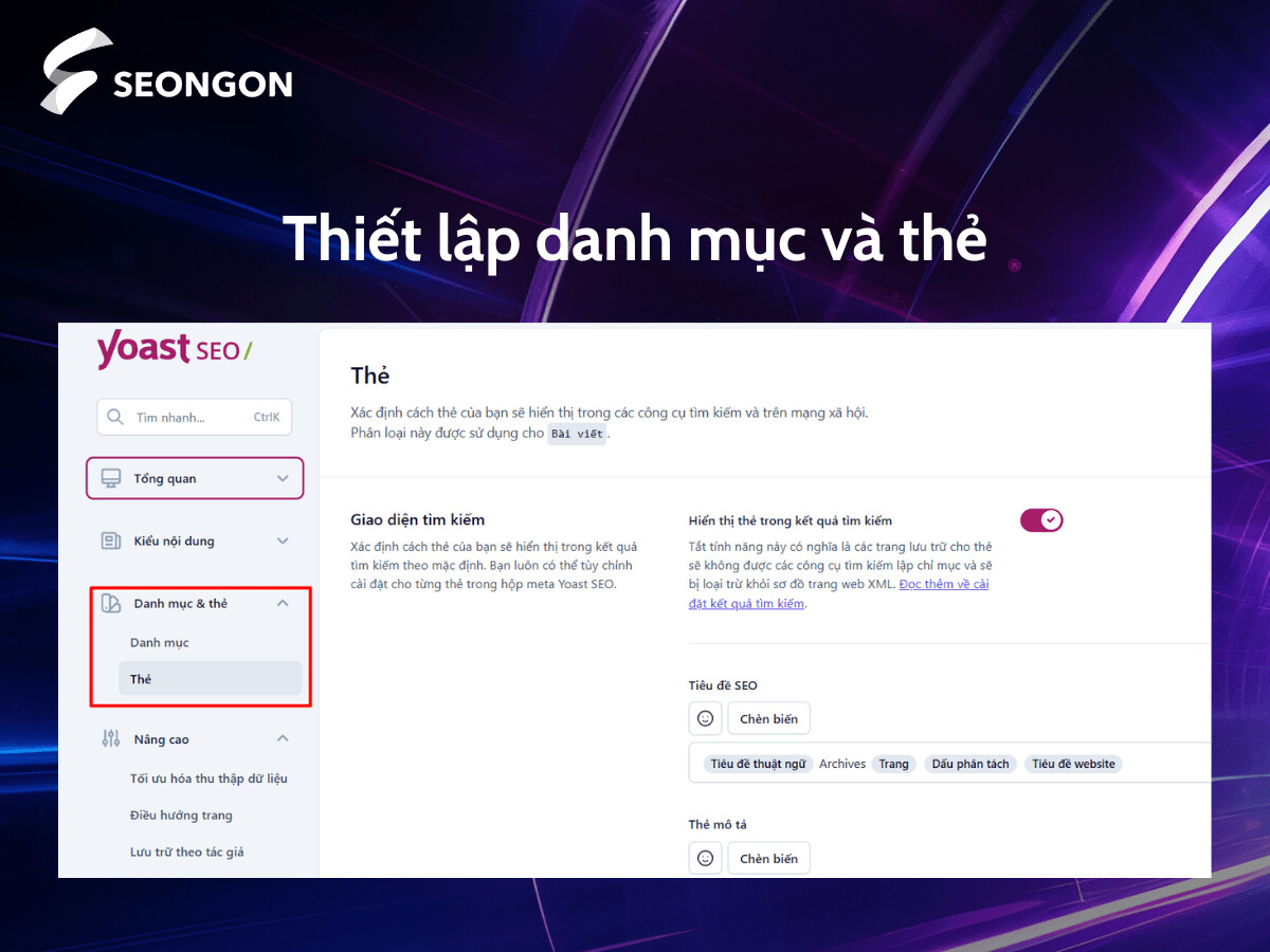 Bạn cũng có thể thay đổi các mẫu của tiêu đề SEO, mô tả meta và mẫu giao diện xã hội