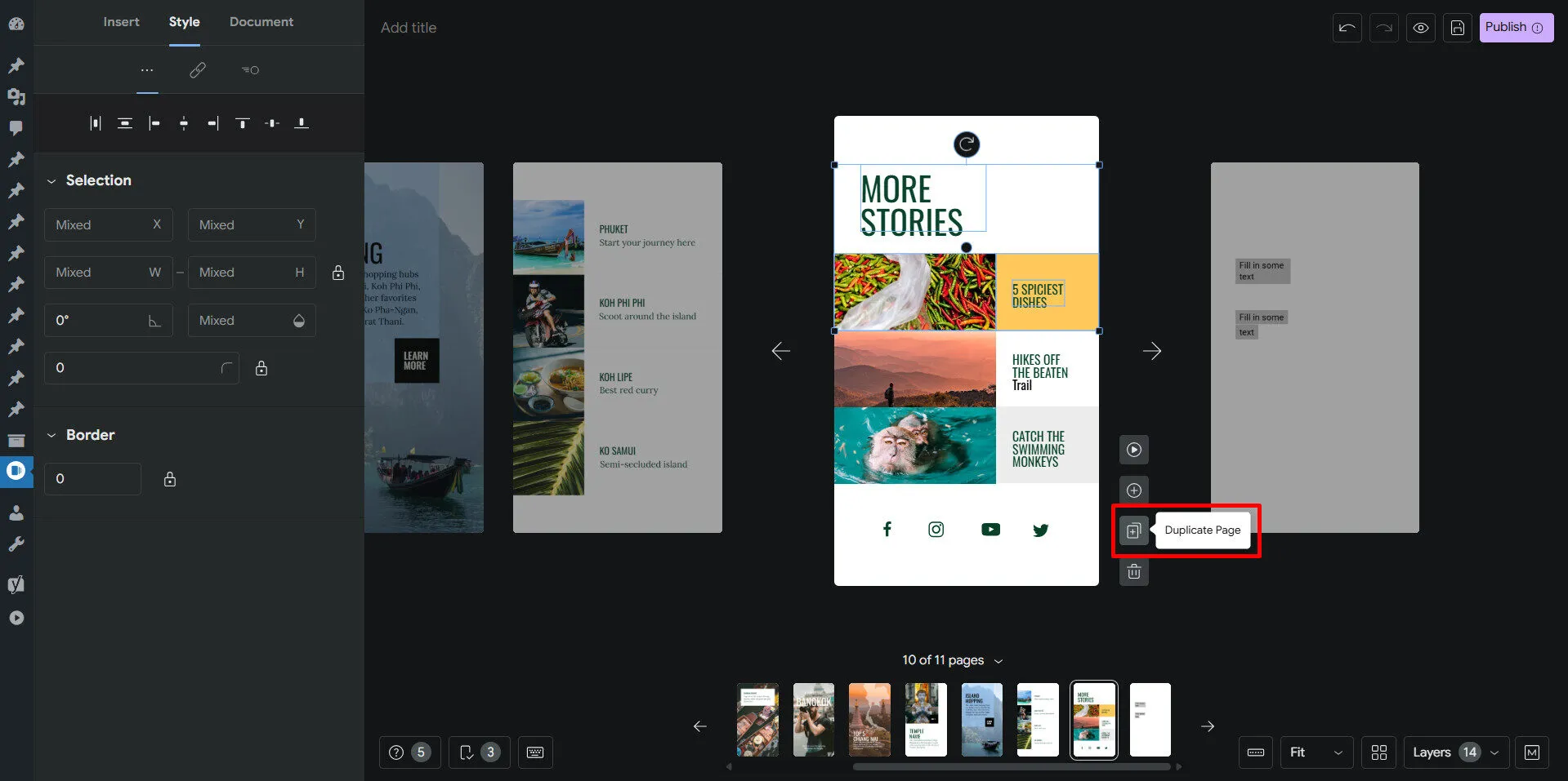 Chọn “Duplicate Page” để tạo một page tương tự