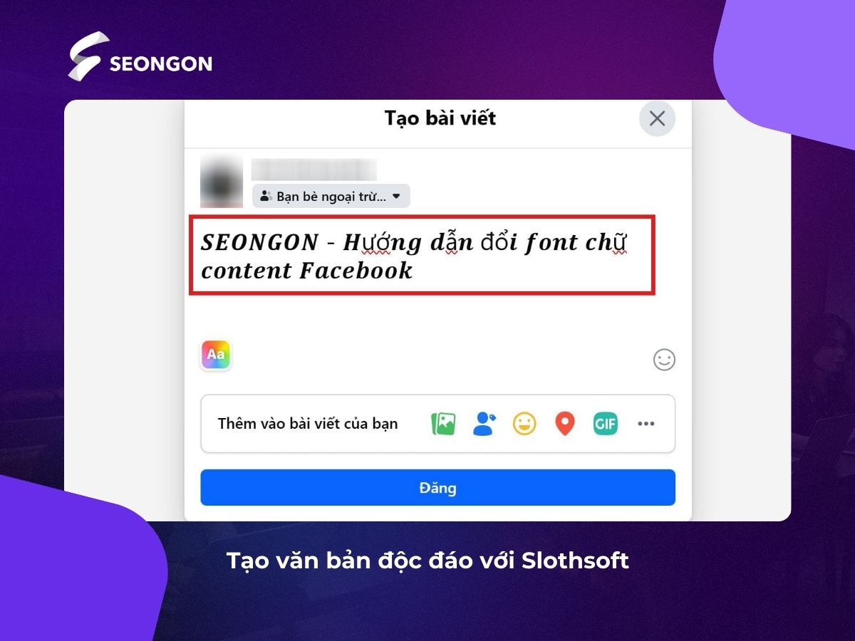 đổi font chữ content facebook