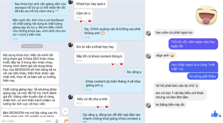 feedback khóa học