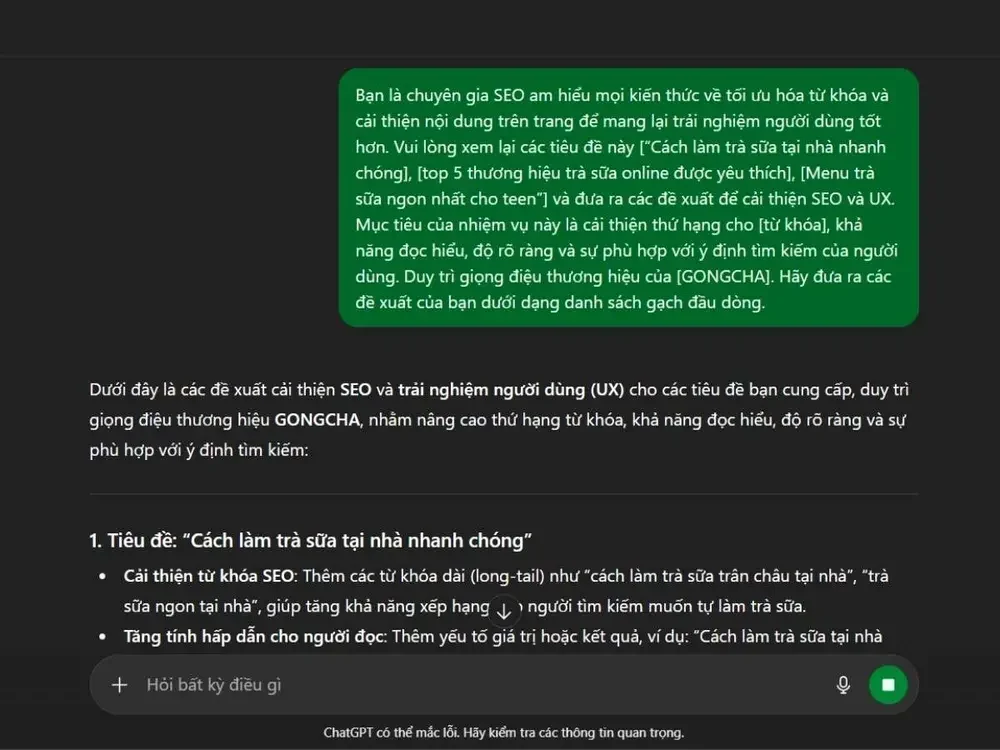 Hướng dẫn cách sử dụng prompt tối ưu header trên trang