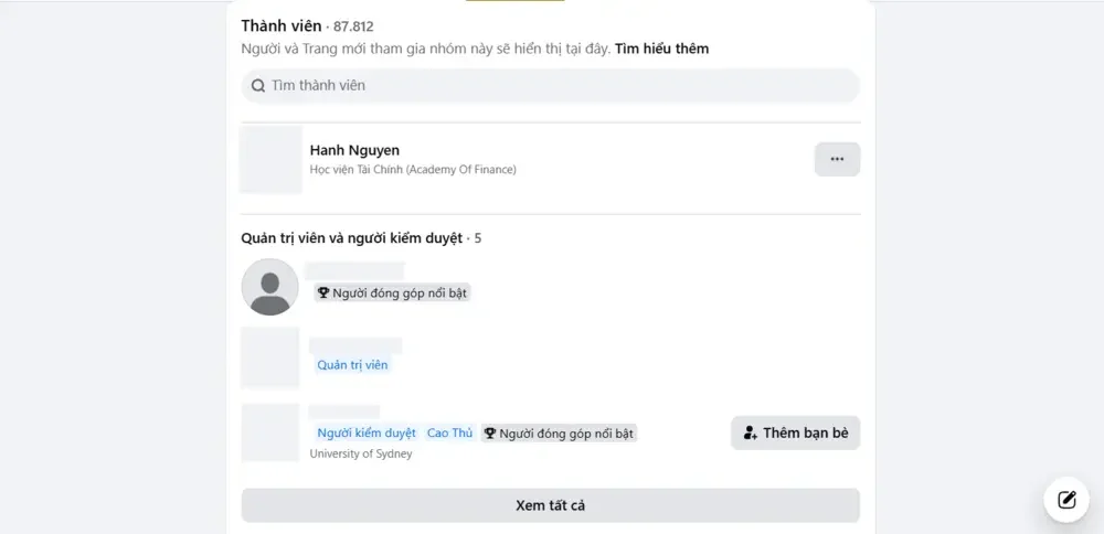 Một nhóm có thể có nhiều Admin giữ các nhiệm vụ khác nhau