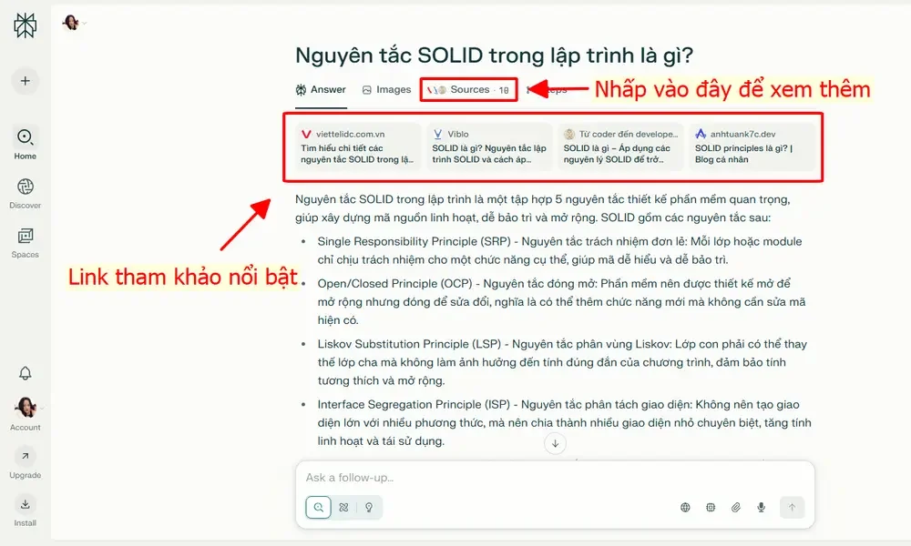 Perplexity thường đưa ra các link tham khảo để kiểm chứng